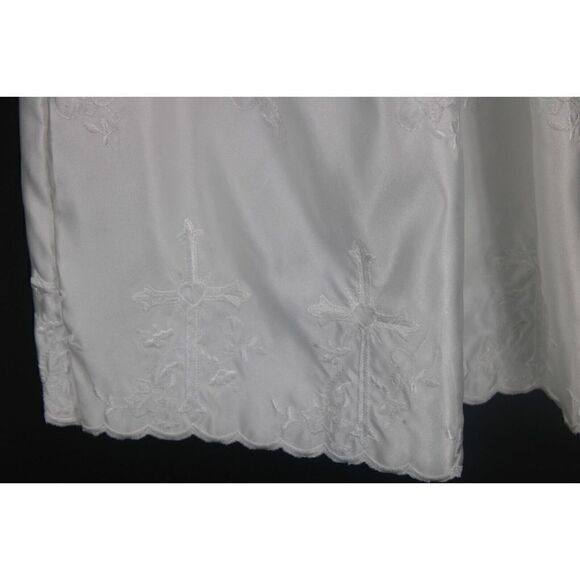Beautiful Christening Gown White Embellished With Crosses And Flowers - Picture 3 of 7